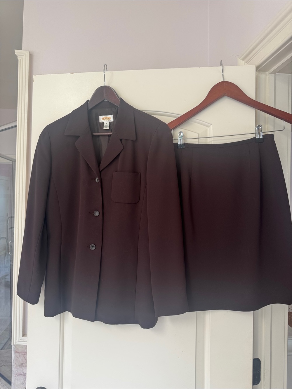 Talbots Dark Brown Two-Piece Blazer and Skirt Set